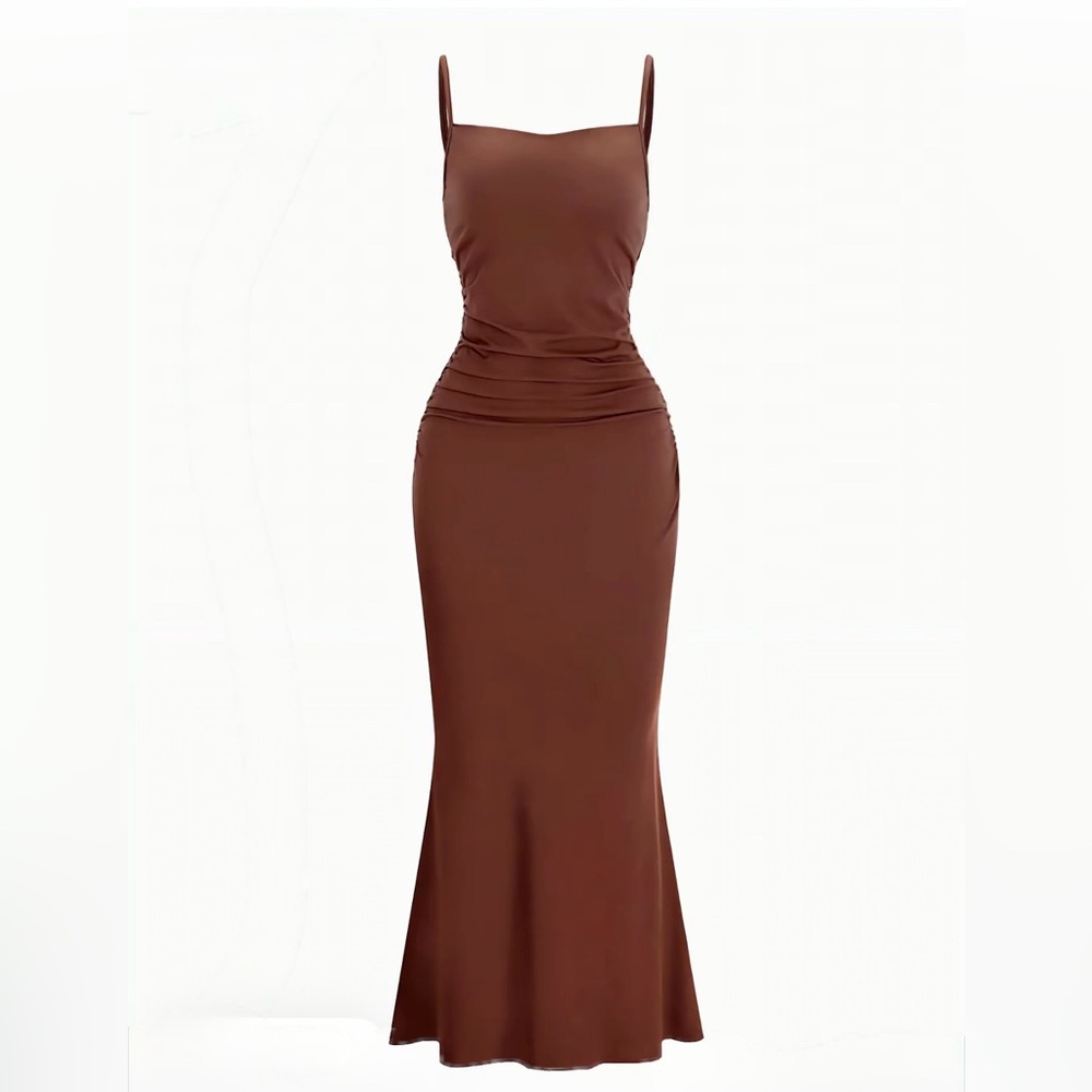 Chic Sleeveless Brown Maxi Dress